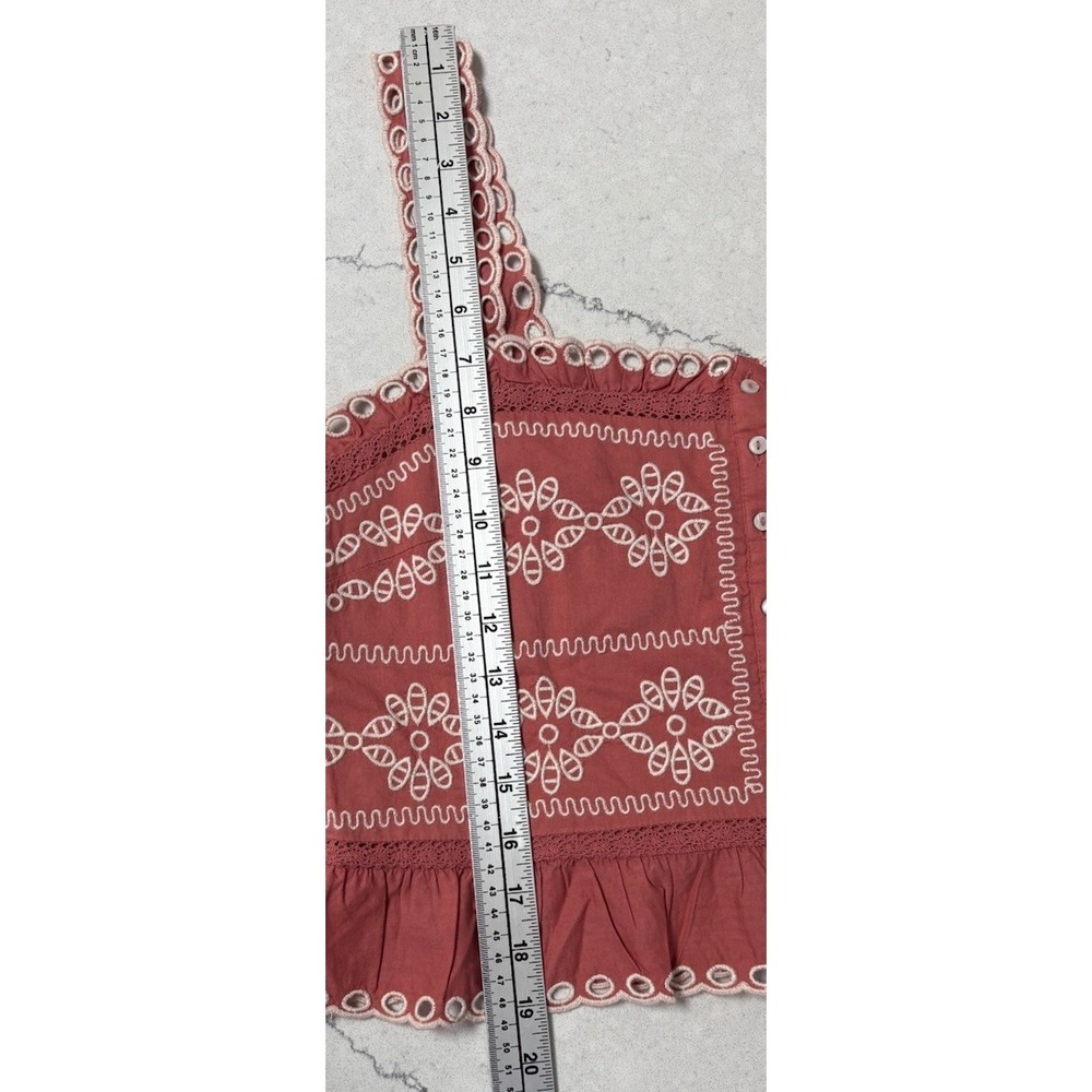 American Eagle Eyelet Crop Top Medium Sweet Coral Rust Embroidered Boho NEW Tank - Picture 9 of 10